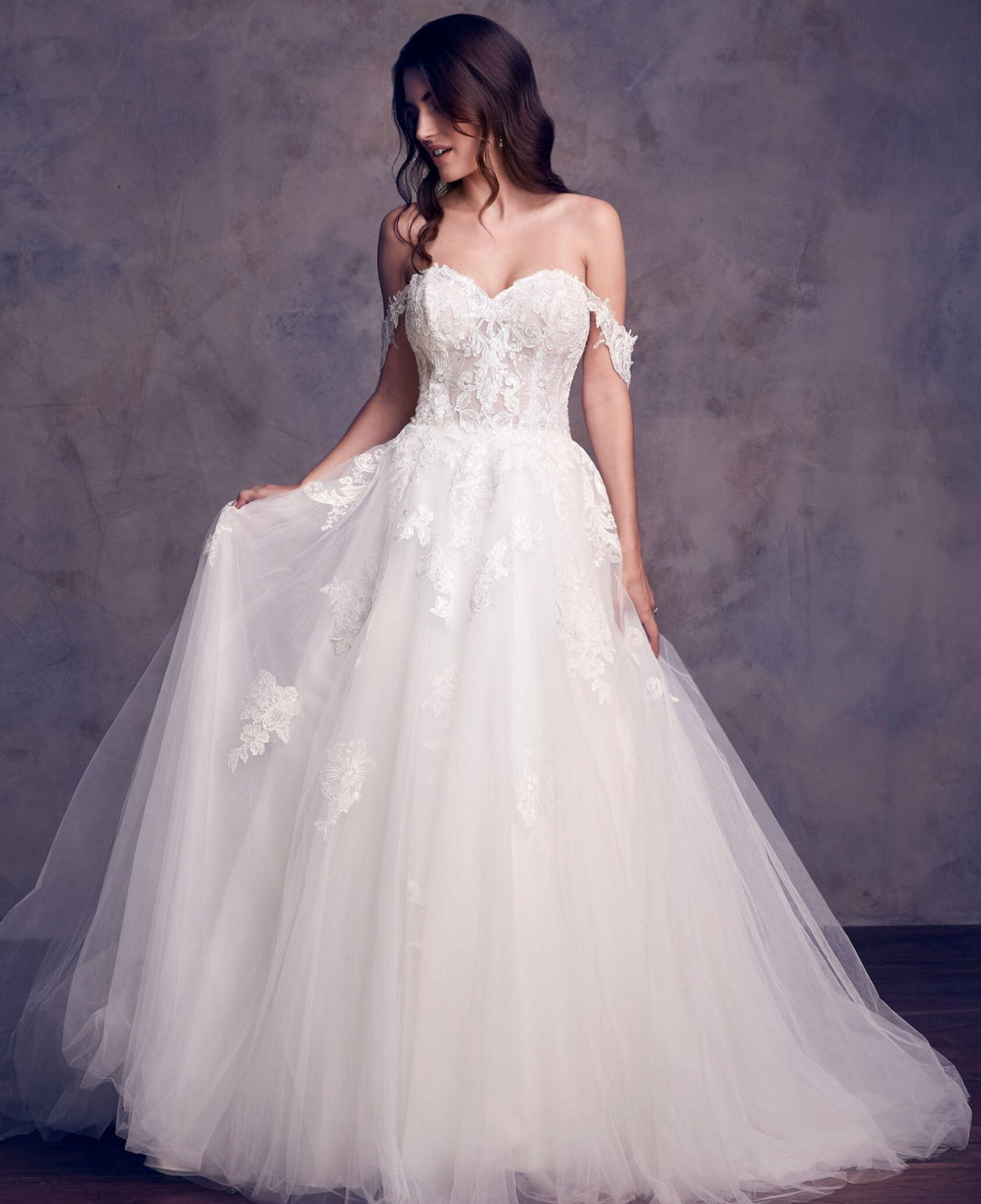 Bustier Off Shoulder Lace Ball Gown - Bride-to-Be Outlet