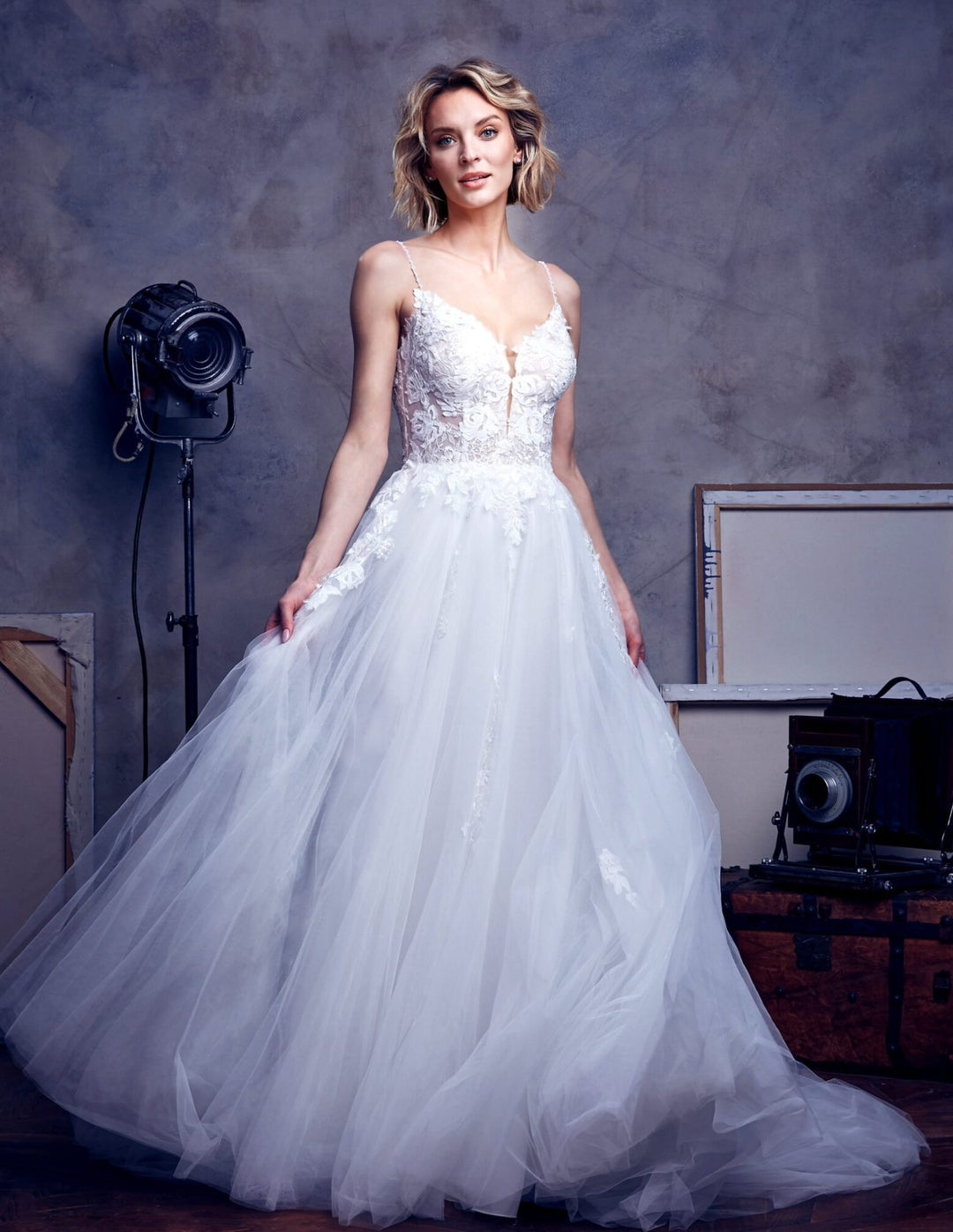 Full A-Line Lace Tulle Wedding Dress - Bride-to-Be Outlet